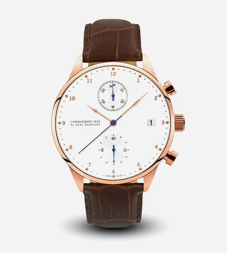 1815 Rose Gold Chronograph Watch - Brown Croco Strap